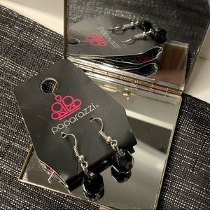 6/$20 Paparazzi Accessories Black Single Bead Silver Tone Drop Earrings New